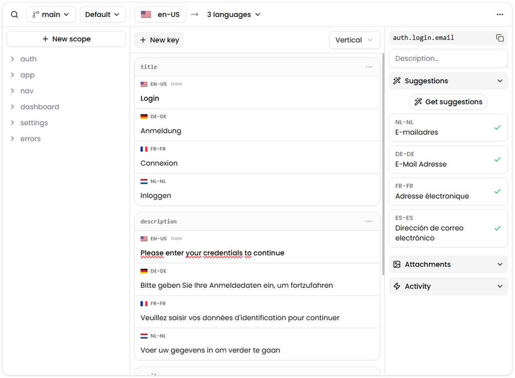 Translero interface